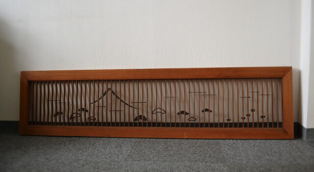 黒柿富士図欄間　一枚　建具