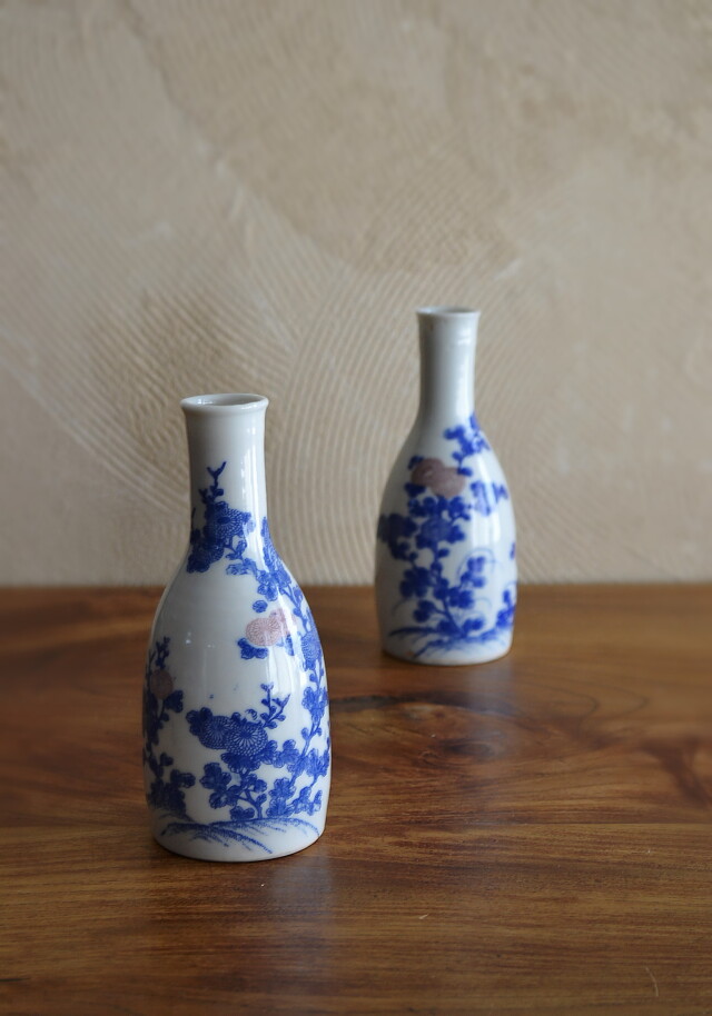 Antique Sam's Collectio染付印判徳利 柄違い2本 一対