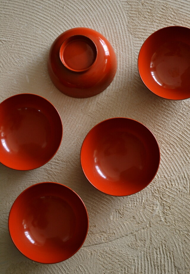 朱塗碗　朱塗向付　小鉢　お椀　一客