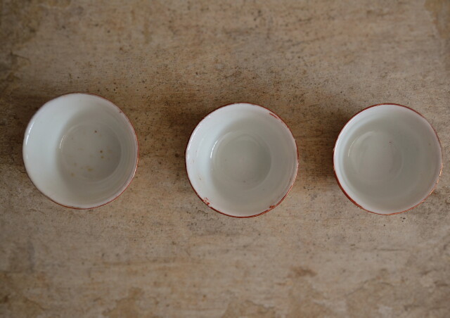 九谷湯冷まし煎茶茶碗3客セット　煎茶道具　小鉢　向付　色絵　和食器