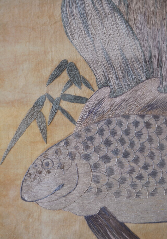 李朝　刺繍額　文字絵　「孝」」　民画