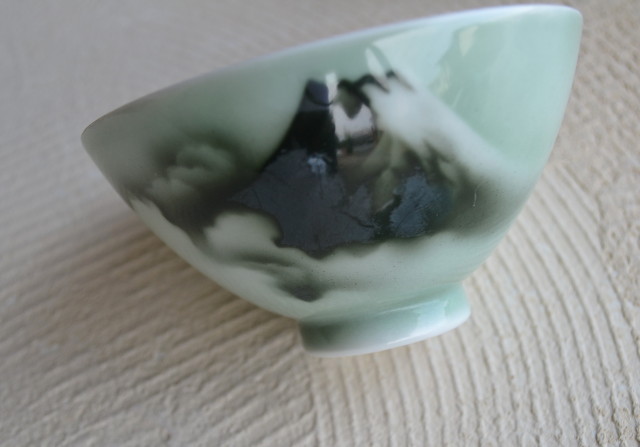 富士山青磁蓋付茶碗　五客組　