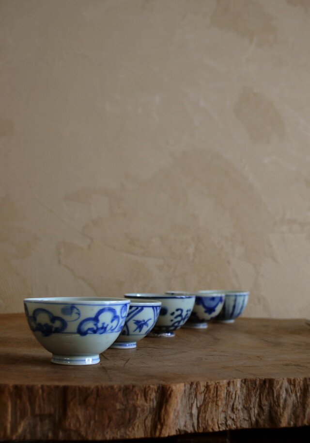 柄違い煎茶茶碗　5個セット