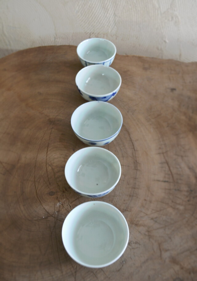 柄違い煎茶茶碗　5個セット
