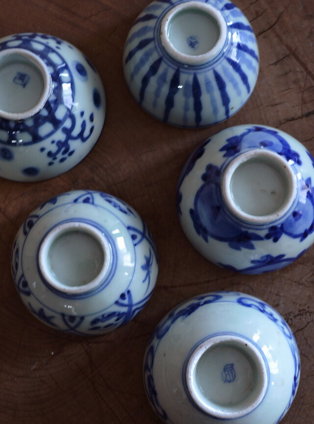 柄違い煎茶茶碗　5個セット