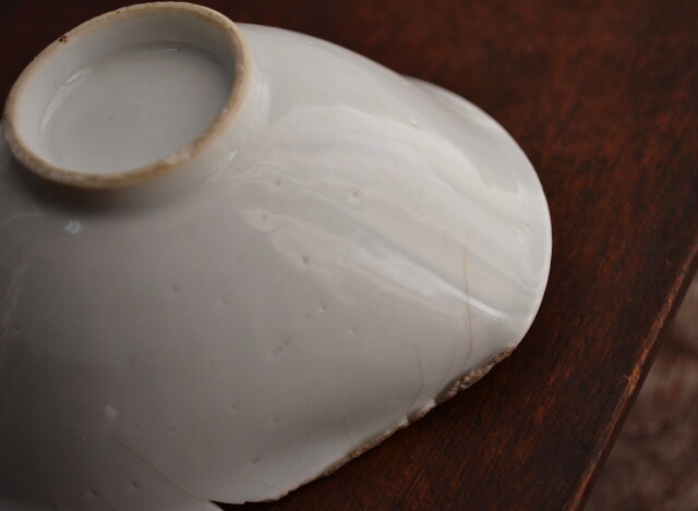 白磁たわみ茶碗　白磁茶器　白磁茶碗　湯冷まし　茶海　茶荷　しずく型　　金継教材　