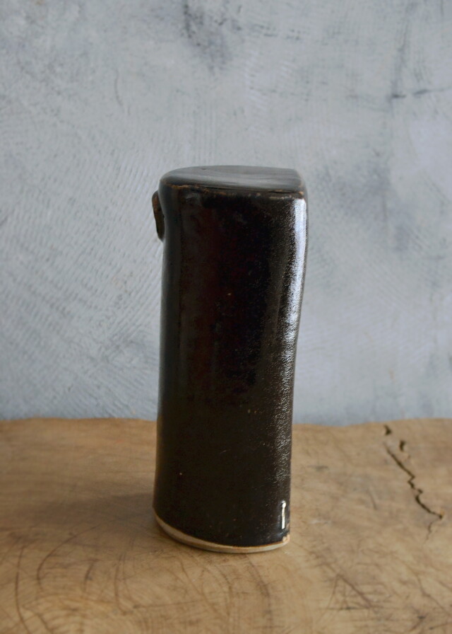 アンティーク陶器製湯たんぽ　瀬戸黒　花器　