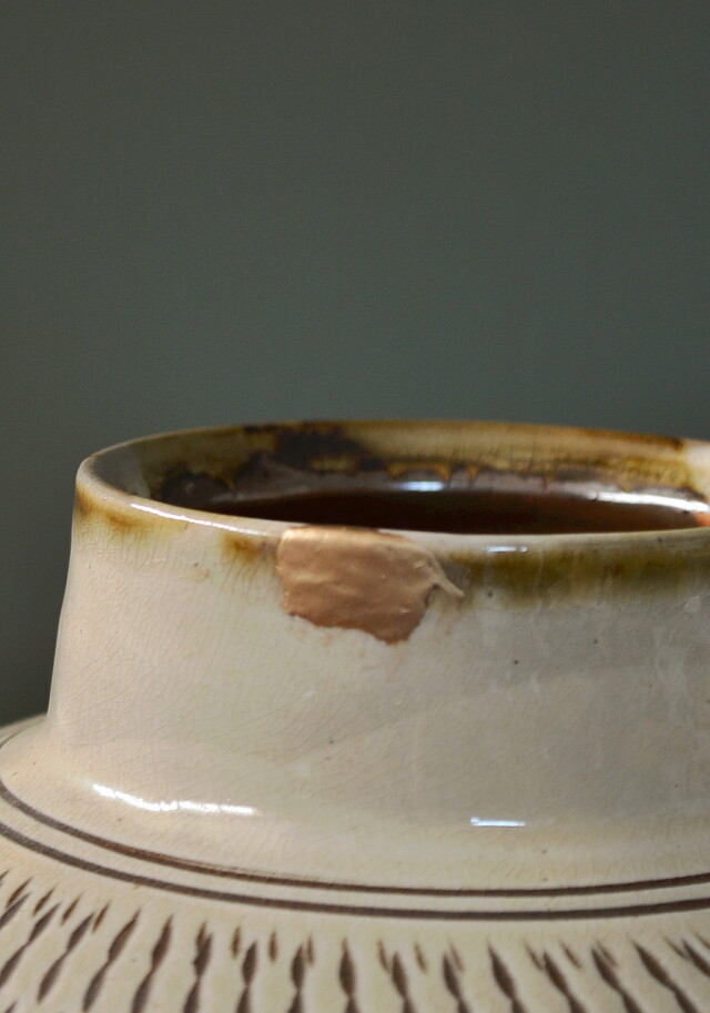 Antique Sam's Collection小石原焼壷 花器 飛び鉋 (がんな) 金