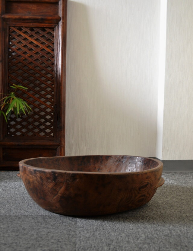 大きな李朝木鉢　木製捏鉢　