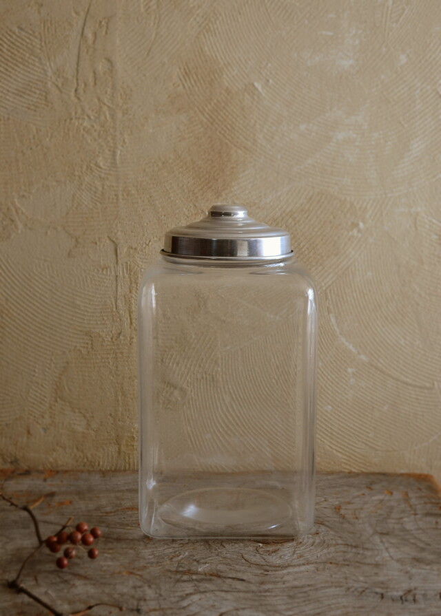 ガラス瓶　角瓶　アルミ蓋　 高さ310ｍｍ　昭和レトロ