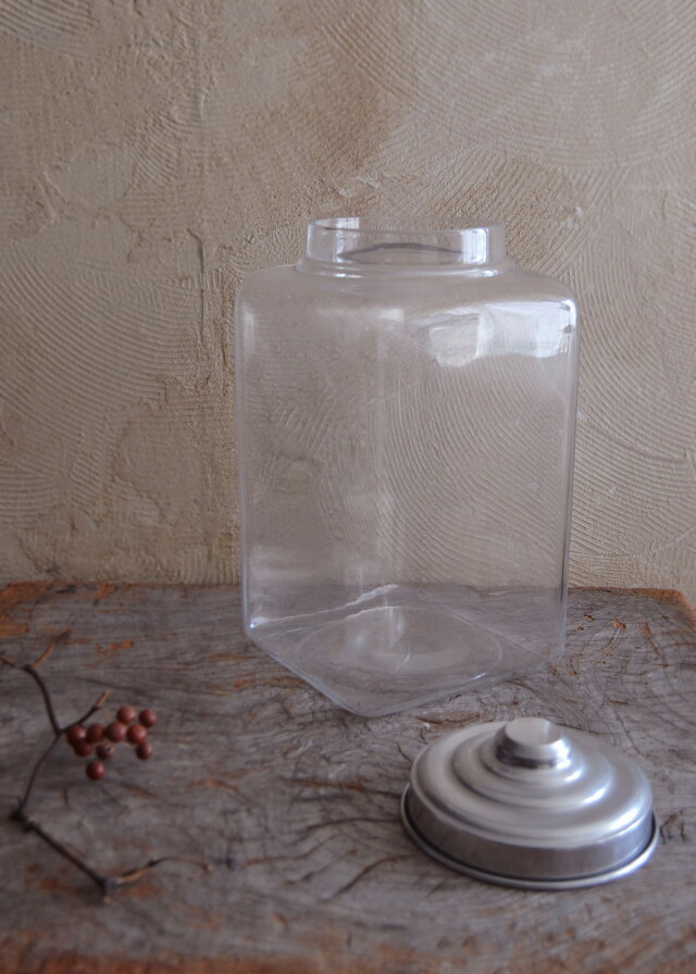 ガラス瓶　角瓶　アルミ蓋　 高さ310ｍｍ　昭和レトロ