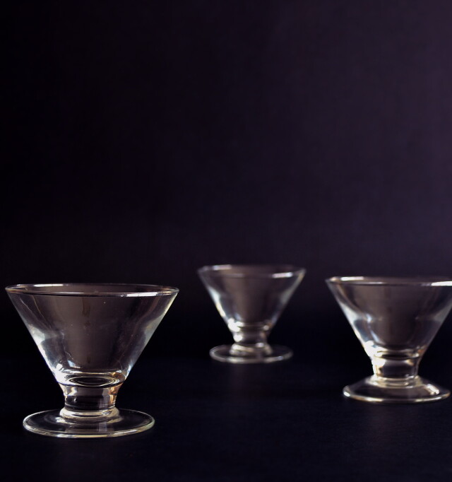 ガラス氷コップ　ガラス鉢　小鉢　ステム　ガラス　フランス製　三客セット