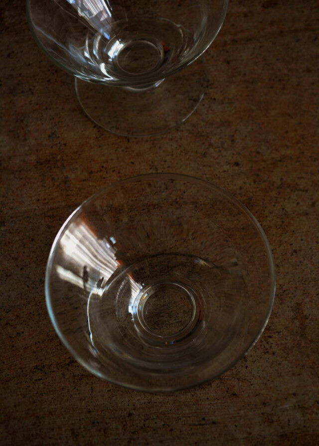 ガラス氷コップ　デザートグラス　フランス製　三客セット　ガラス器　ガラス鉢　ステムガラス