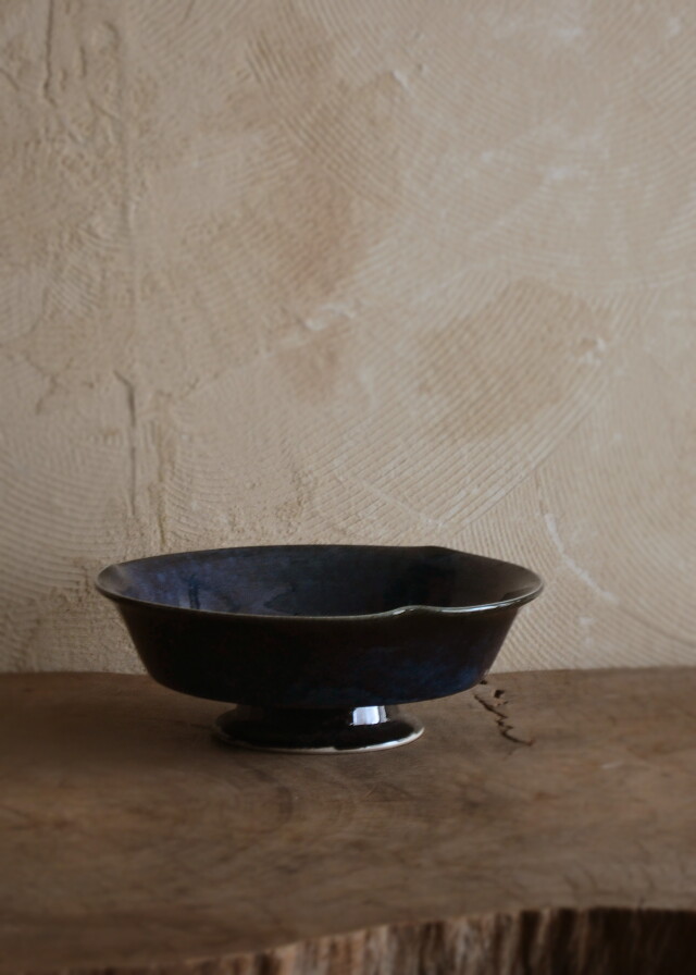 瑠璃釉コンポート　花器　デザイン花瓶　和食器　茶盤
