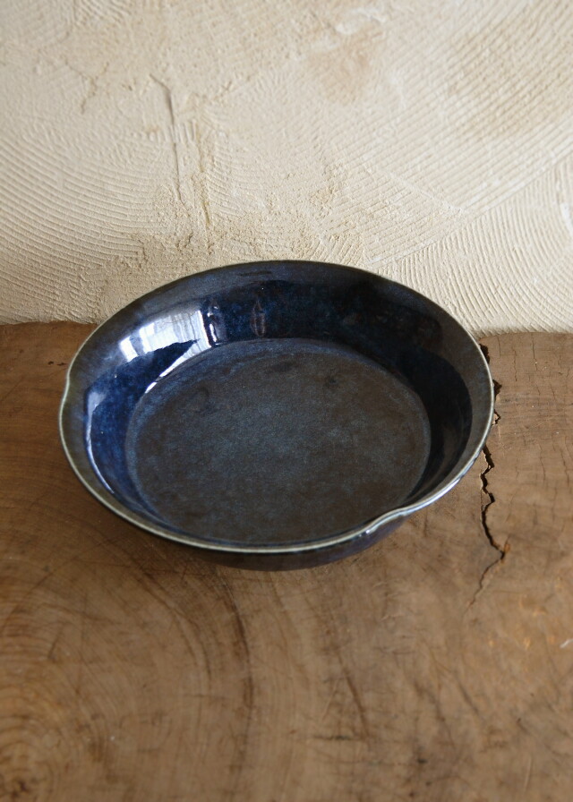 瑠璃釉コンポート　花器　デザイン花瓶　和食器　茶盤