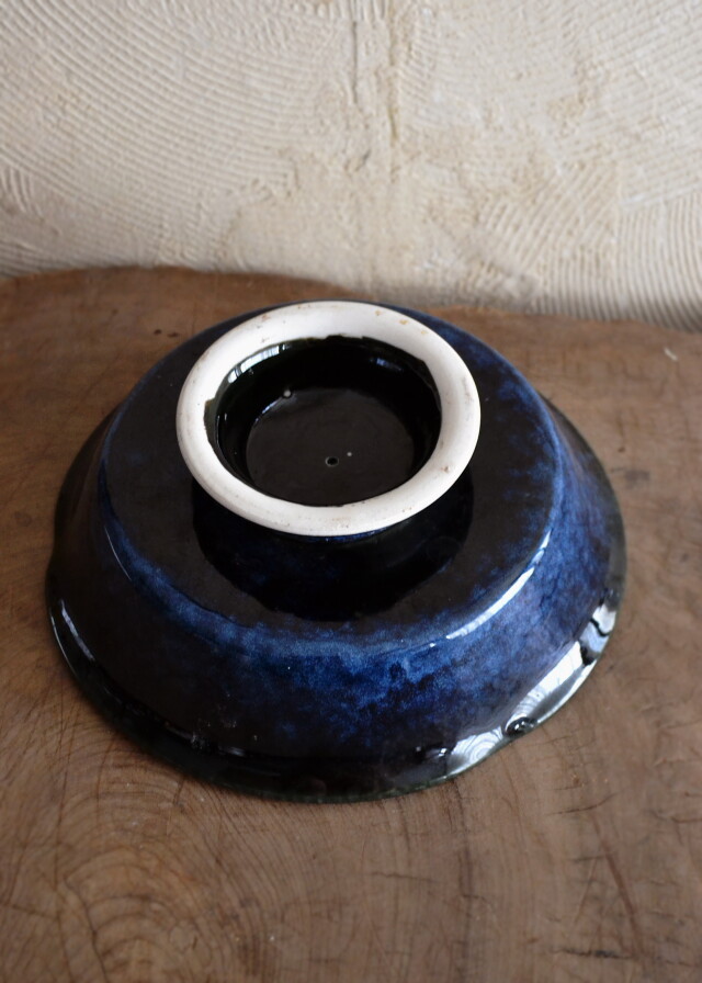瑠璃釉コンポート　花器　デザイン花瓶　和食器　茶盤