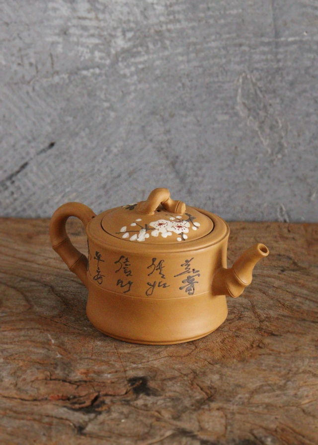 小急須　黄泥　紫砂　茶器　煎茶道具　中国茶　煎茶　煎茶器　急須　茶注　茶壷　竹節　梅図