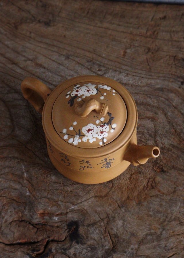 小急須　黄泥　紫砂　茶器　煎茶道具　中国茶　煎茶　煎茶器　急須　茶注　茶壷　竹節　梅図