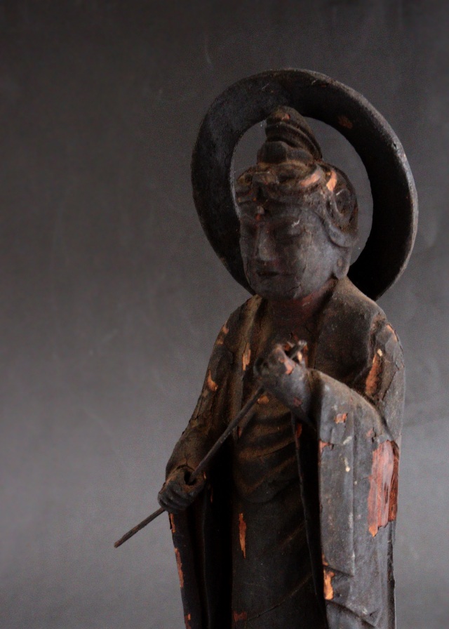 山伏大円作　観音菩薩像　小仏 仏像  時代仏 　骨董　仏教美術　古仏　木彫仏　仏師