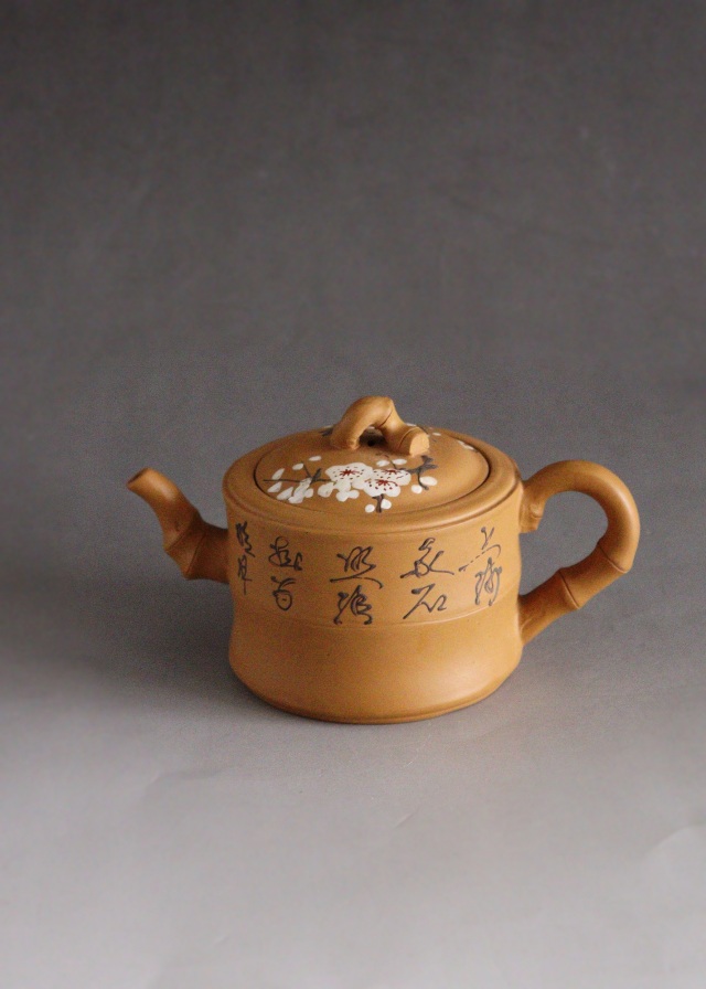 小急須　黄泥　紫砂　茶器　煎茶道具　中国茶　煎茶　煎茶器　急須　茶注　茶壷　竹節　梅図