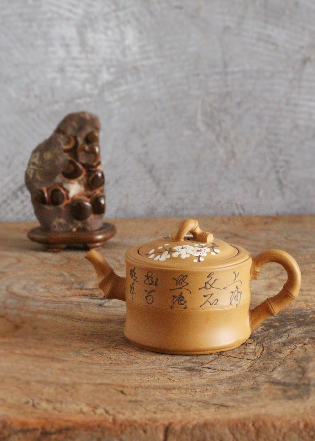 小急須 黄泥 紫砂 茶器 煎茶道具 中国茶 煎茶 煎茶器 急須 茶注 茶壷 竹節 梅図