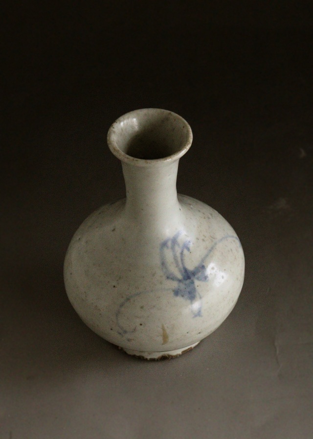 李朝秋草紋青華徳利　青花瓶　花瓶　酒器　壷　小徳利　