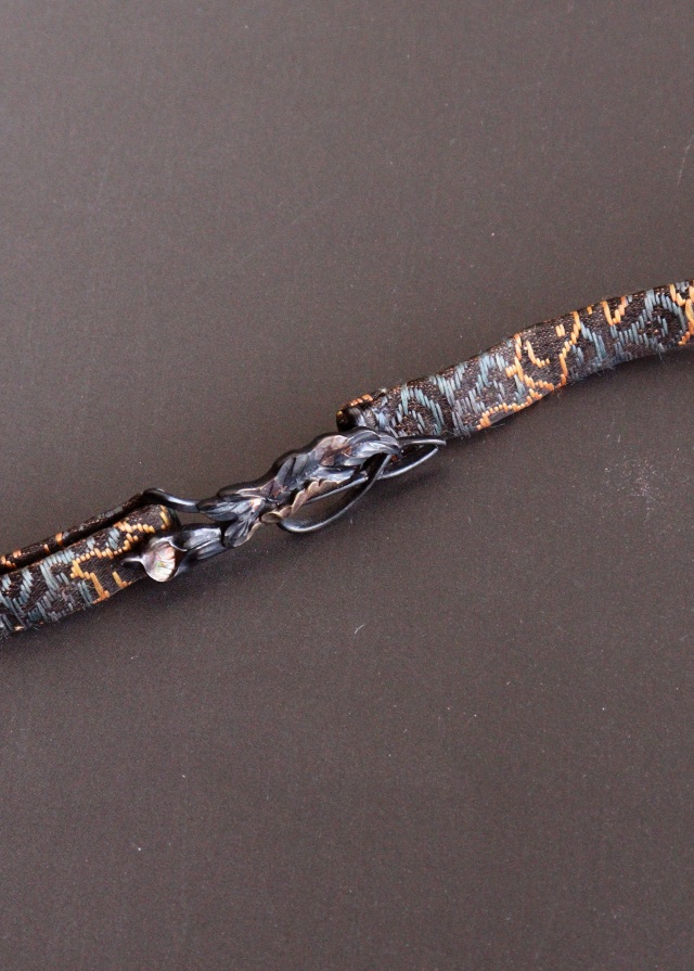 アンティーク帯留め　彫金　蓮　帯締め 彫金技法