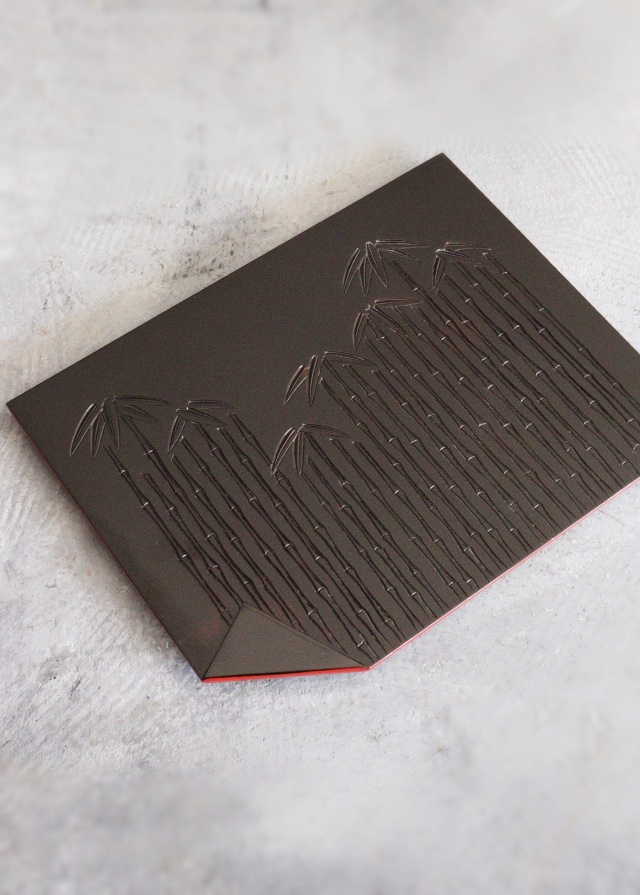 鎌倉彫　竹紋　折敷　お盆　花台　煎茶盆　手仕事　民藝　盆