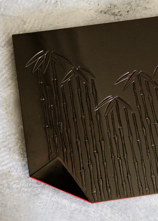 鎌倉彫　竹紋　折敷　お盆　花台　煎茶盆　手仕事　民藝　盆