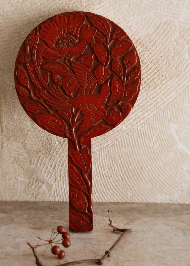 【未使用 美品】鎌倉彫 化粧鏡 桜柄 長手鏡 手鏡 長手鏡 桜 – 鎌倉彫 山水堂