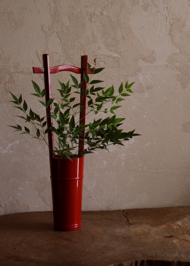 輪島塗 手桶花器 朱塗 漆器 花器 花瓶 Antique Sam's Collection