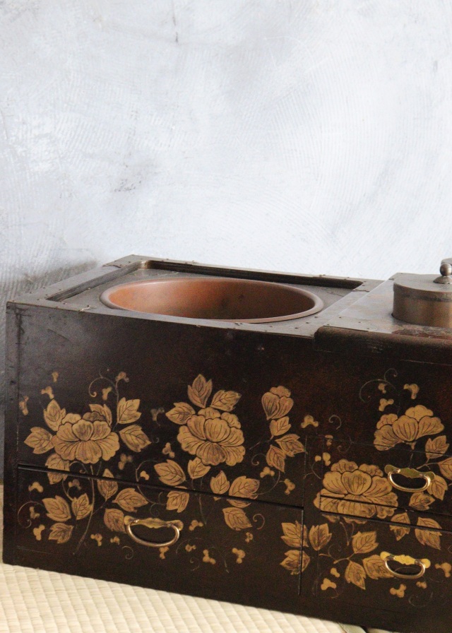 蒔絵長火鉢　梨地　手あぶり　蒔絵火鉢　卓上火鉢　煎茶　風炉　