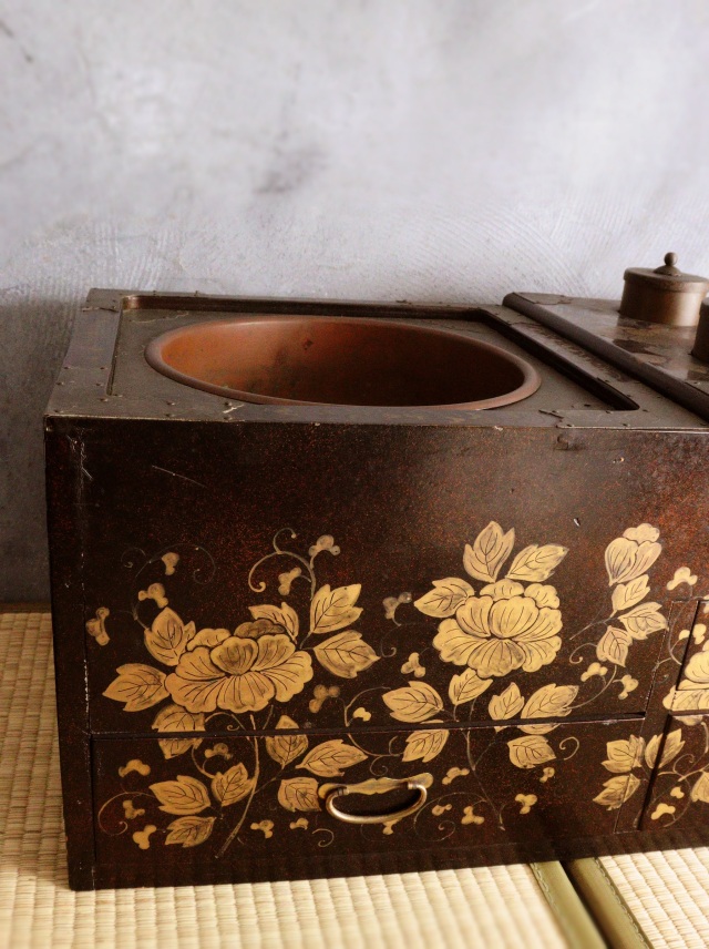 蒔絵長火鉢　梨地　手あぶり　蒔絵火鉢　卓上火鉢　煎茶　風炉　