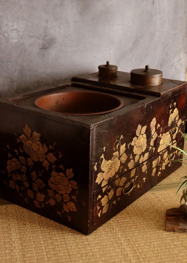 蒔絵長火鉢　梨地　手あぶり　蒔絵火鉢　卓上火鉢　煎茶　風炉　