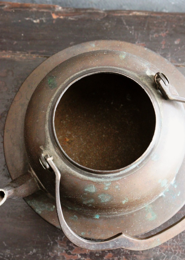 銅製打ち出し薬缶 水注 煎茶道具 茶道具 アウトドア 古道具