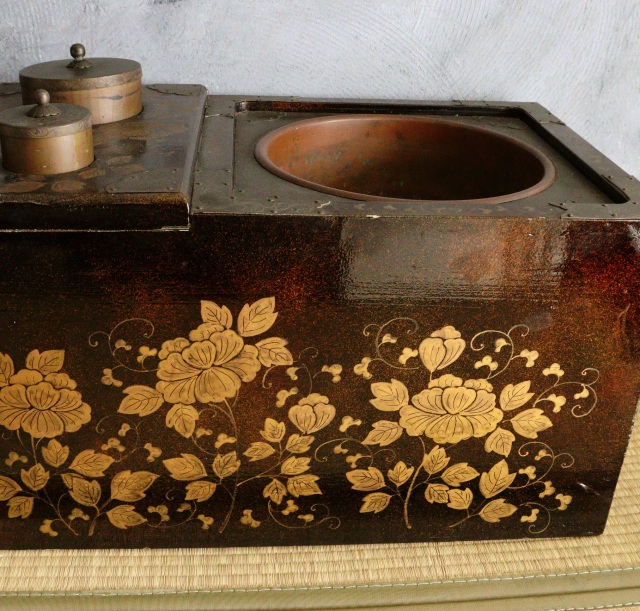 蒔絵長火鉢　梨地　手あぶり　蒔絵火鉢　卓上火鉢　煎茶　風炉　