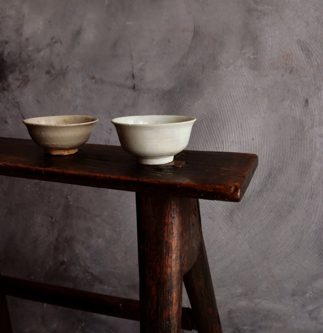 李朝白磁茶碗　白磁器　韓国美術　李朝骨董　白磁鉢