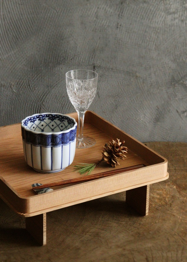 染付 丸文 破れ雪輪 火入れ 筒茶碗 古美術 古道具 アンティーク 色絵火入 矢口永寿(作) | 古美術ささき