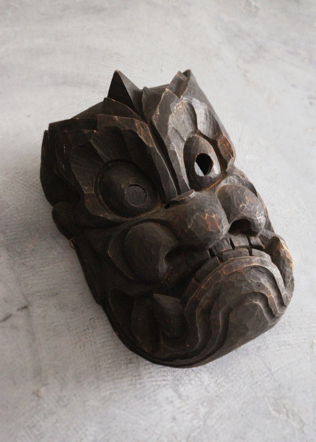 竈面　木彫面　お面　竈の神様