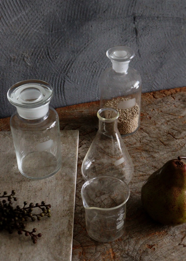 古いガラス瓶 三角フラスコ ビーカー ガラス瓶 古道具 透明ガラス