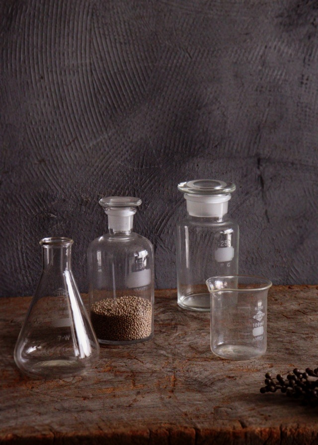 古いガラス瓶 三角フラスコ ビーカー ガラス瓶 古道具 透明ガラス