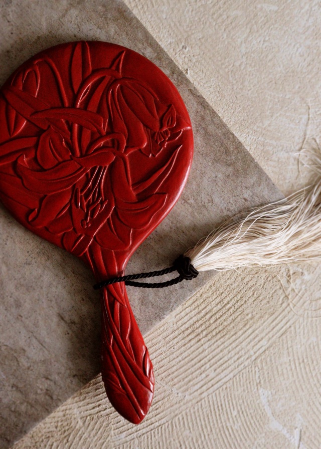 鎌倉彫手鏡 カサブランカ紋様 手仕事 民藝 Antique Sam's Collection