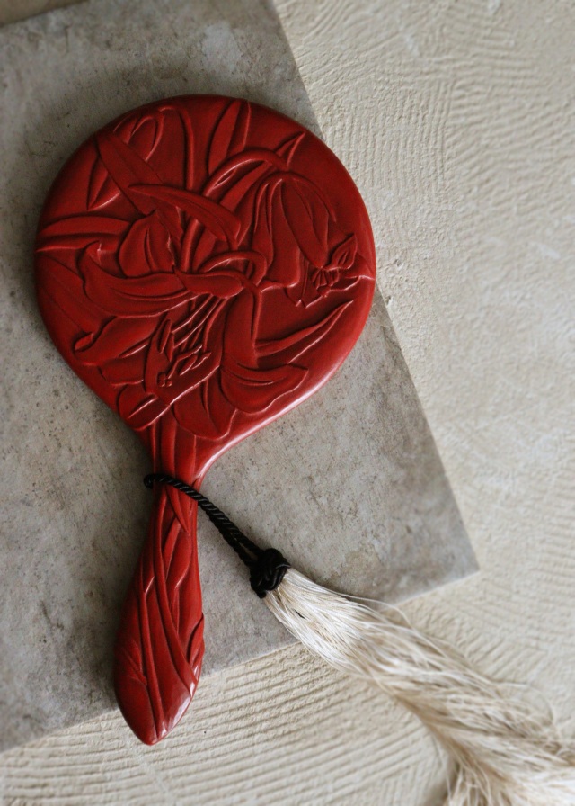 鎌倉彫手鏡 カサブランカ紋様 手仕事 民藝 Antique Sam's Collection