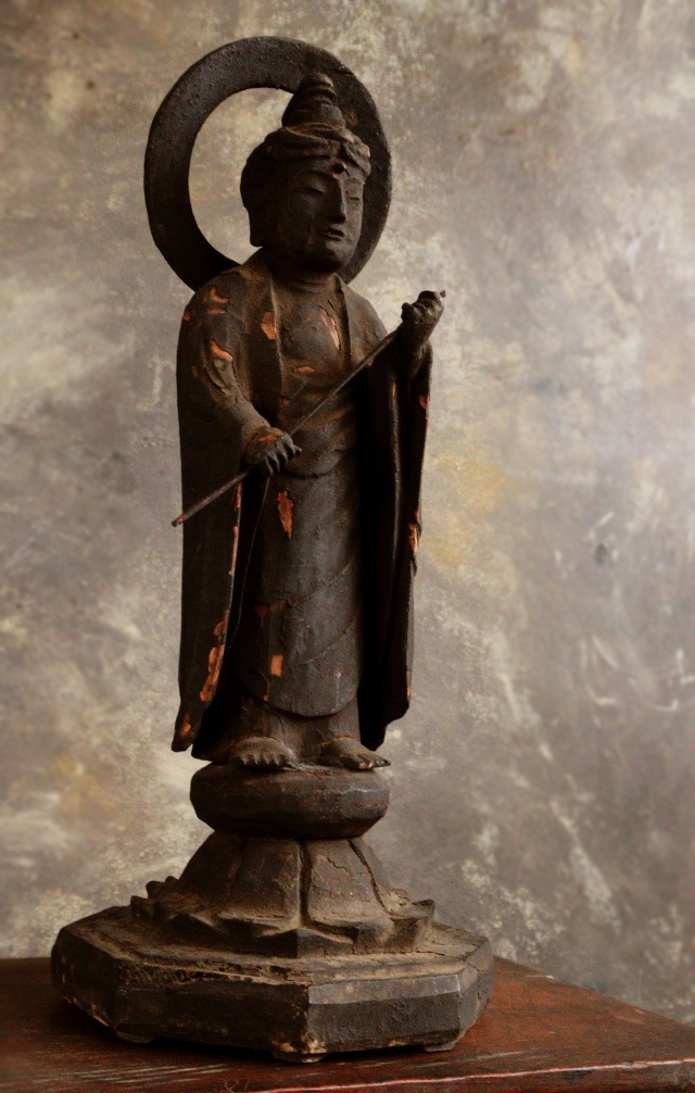 山伏大円作　観音菩薩像　小仏 仏像  時代仏 　骨董　仏教美術　古仏　木彫仏　仏師