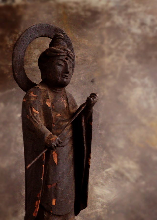 山伏大円作 観音菩薩像 小仏 仏像 時代仏 骨董 仏教美術 古仏 木彫仏 仏師