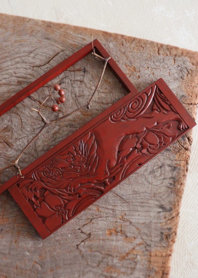 鎌倉彫手鏡 カサブランカ紋様 手仕事 民藝 Antique Sam's Collection