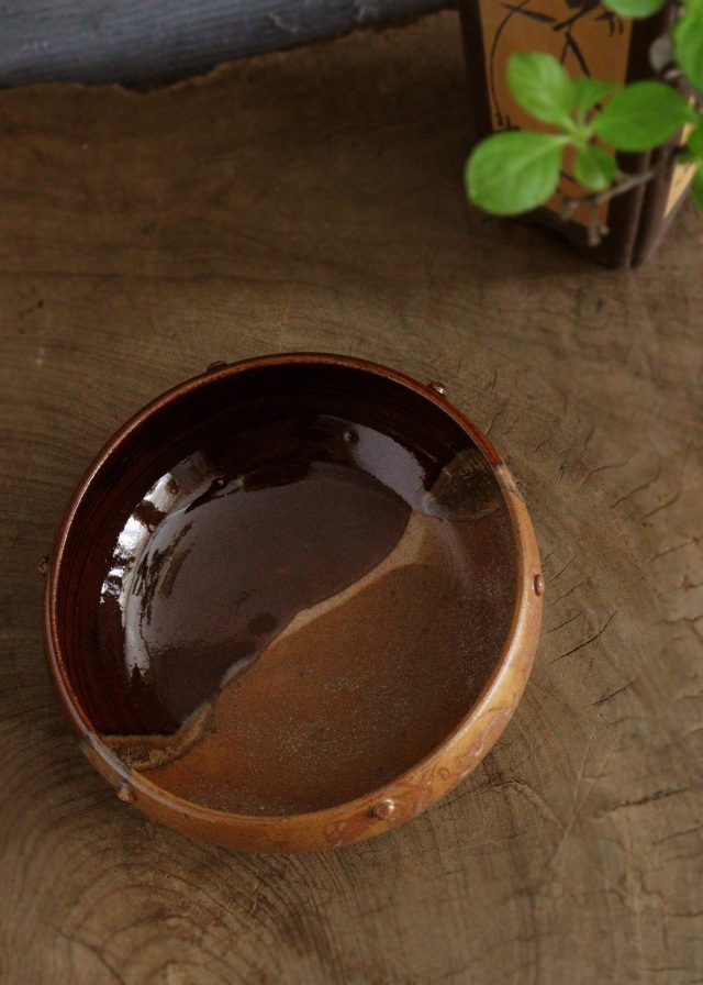 茶道具　松古窯佐久間勝山作　高取擂座灰器　茶会　作家物　共箱