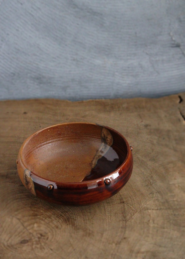 茶道具　松古窯佐久間勝山作　高取擂座灰器　茶会　作家物　共箱