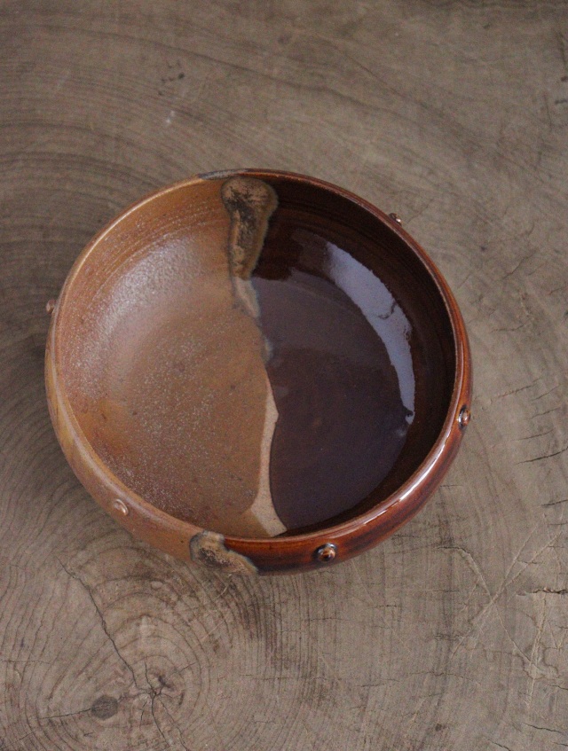 茶道具　松古窯佐久間勝山作　高取擂座灰器　茶会　作家物　共箱