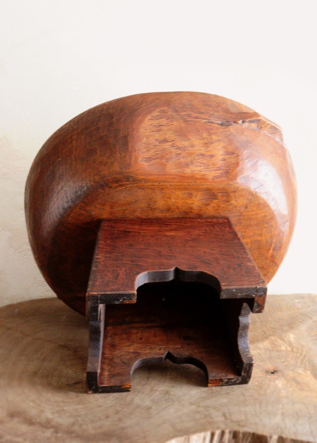 李朝木鉢脚付き 木製捏鉢 民藝 茶卓 ミニテーブル 木鉢 李朝家具